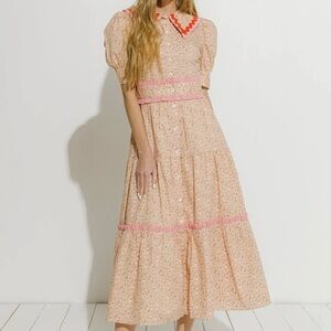 English Factory Womens Size M Floral Print Midi Dress Button Front cottagecore